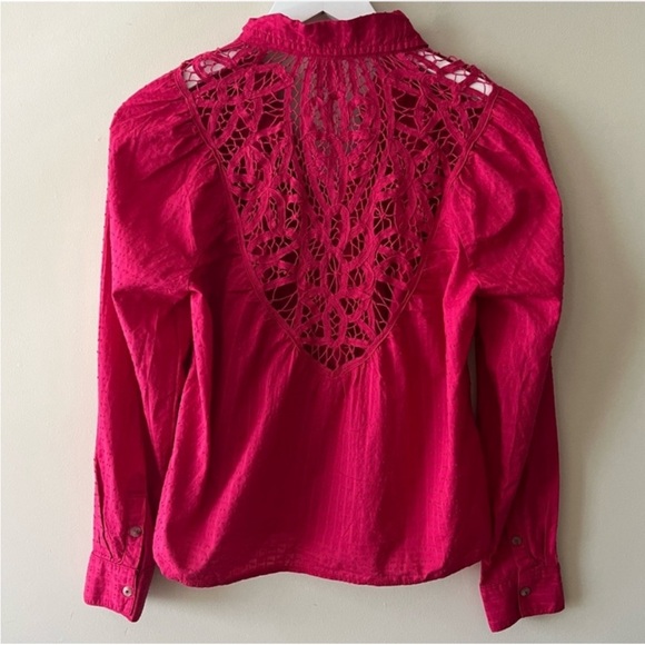 NWT Anthropologie Pilcro Lace Back Oversized Buttondown shirt XS - Picture 7 of 11
